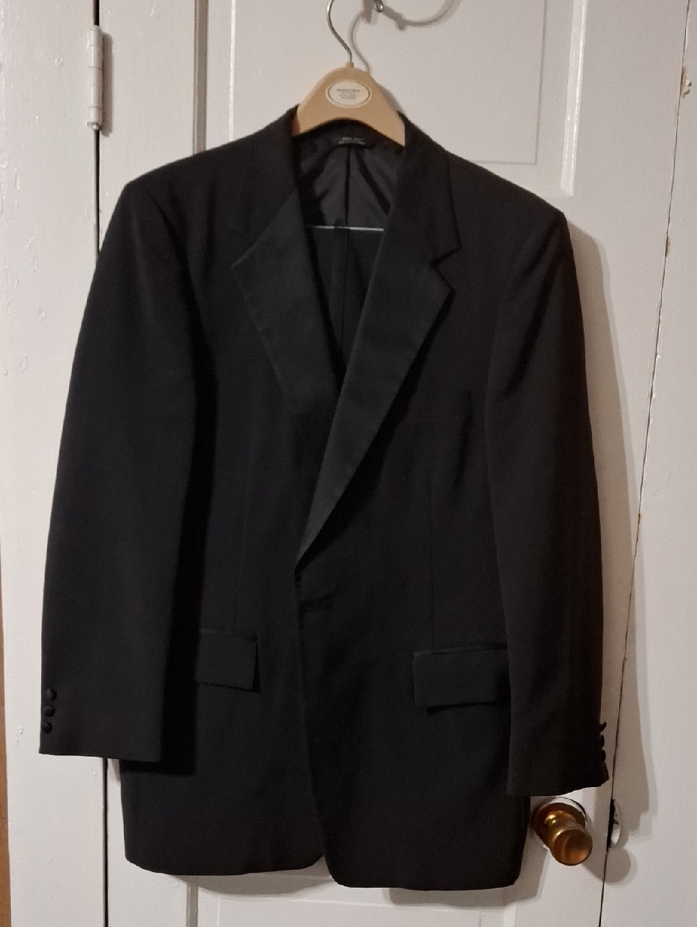 After Six Black Tuxedo Jacket + Pants with Satin Lapel